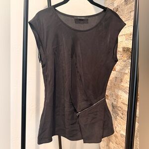 All Saints Silk Zip-Accent Blouse